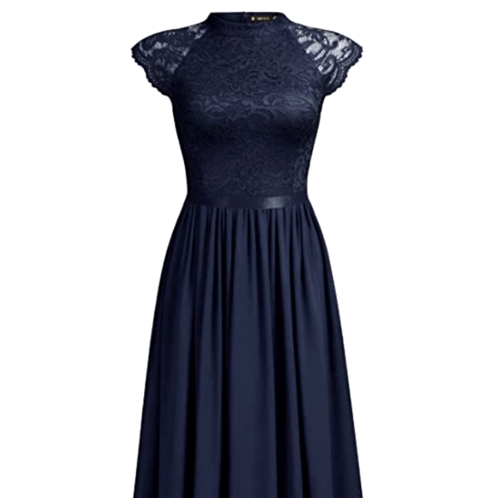 Miusol Women's Formal Sleeveless Floral Lace Maxi Dress Navy blue size large